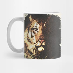 Tiger in the Moonlight Shadows - Grunge Texture Mug